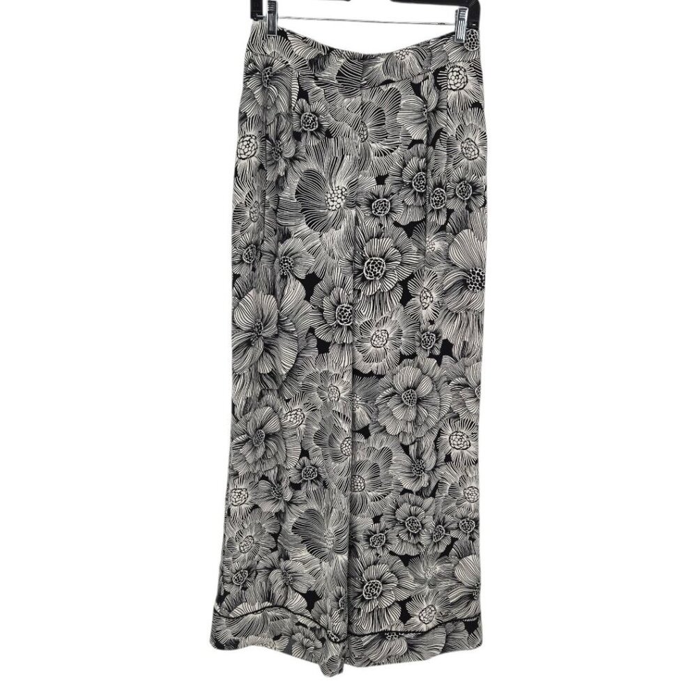 Express Stylist womens size 10 black white floral wide leg business casual pants